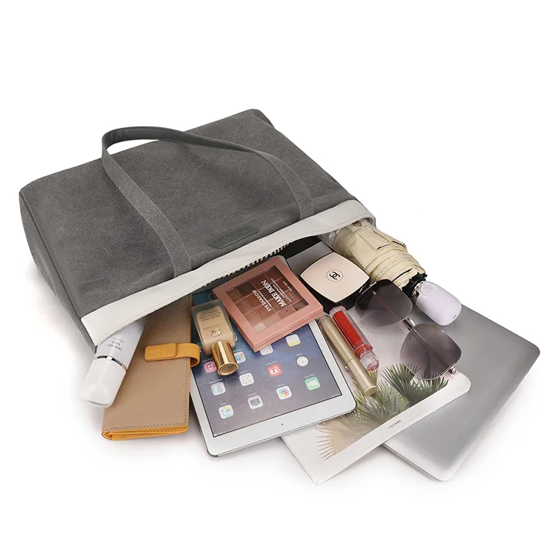 2023 New Shoulder Bag Trend Canvas Bag for Women All-match Simple Korean-style Mixed Colors Large Capacity Unique Design Handbag