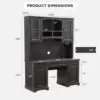 JXQTLINGMU Farmhouse 76" Height Computer Office Desk with Hutch Charging Station Drawers Storage Cabinet Workstation Home 2