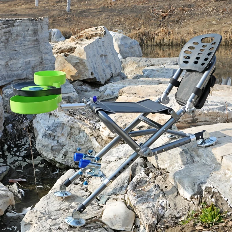 Outdoor All Terrain Fishing Chair Foldable Beach Chair 180 Degree Adjustable Backrest Camping Stool Fishing Gear folding chair retractable stool