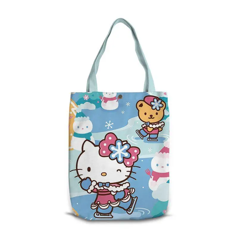 

New Kawaii Cinnamoroll Kuromi Pompompurin Melody Hello Kittys Cartoon Shoulder Canvas Bag Printed Casual Shoulder Bag for Girl