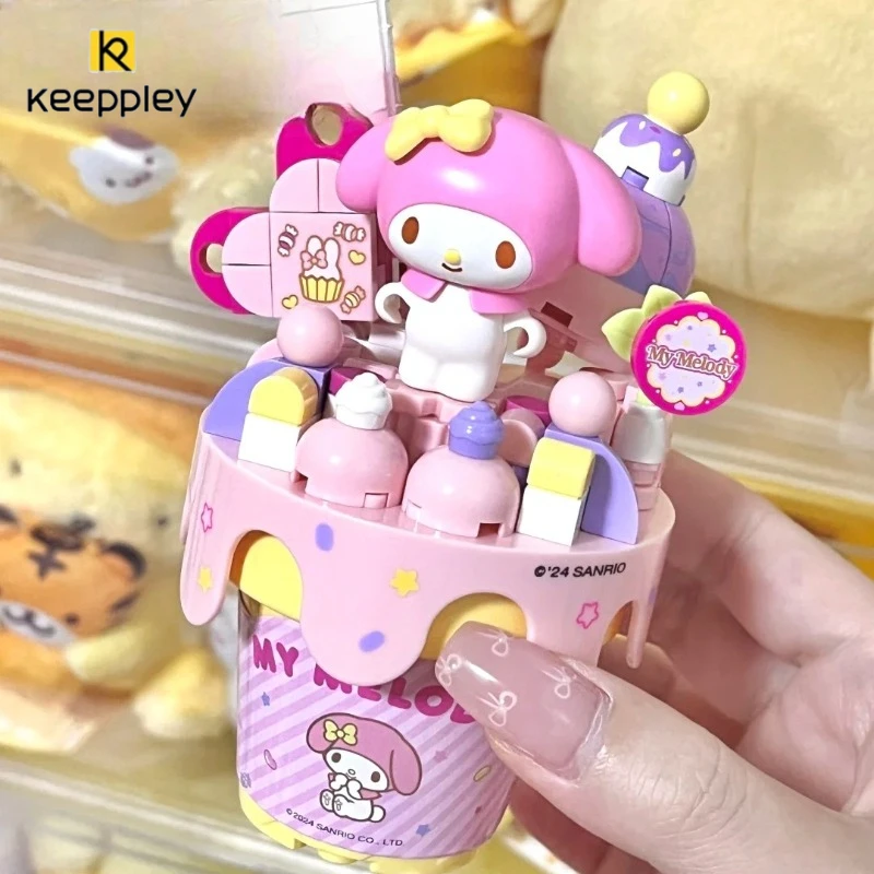 KEEPPLEY 빌딩 블록 Kuromi 마이 멜로디 Sanrio 시리즈 작은 입자 어린이 조립 장난감 데스크탑 장식 휴일 선물