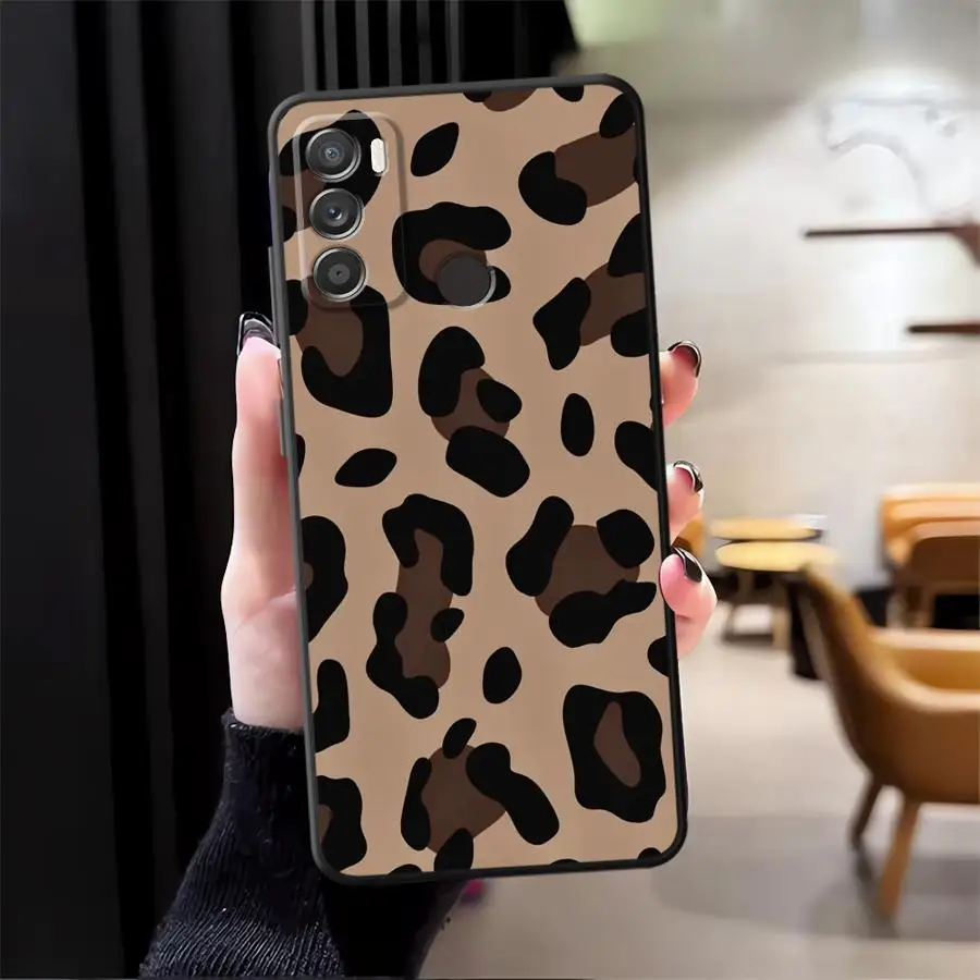 Leopard Print Black Soft Phone Cover Case