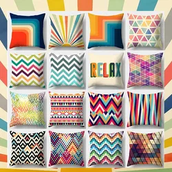 Color Stripes Pillowcase 45cmX45cm Square Sofa Pillow Cover Creative  Pattern Cushion cover