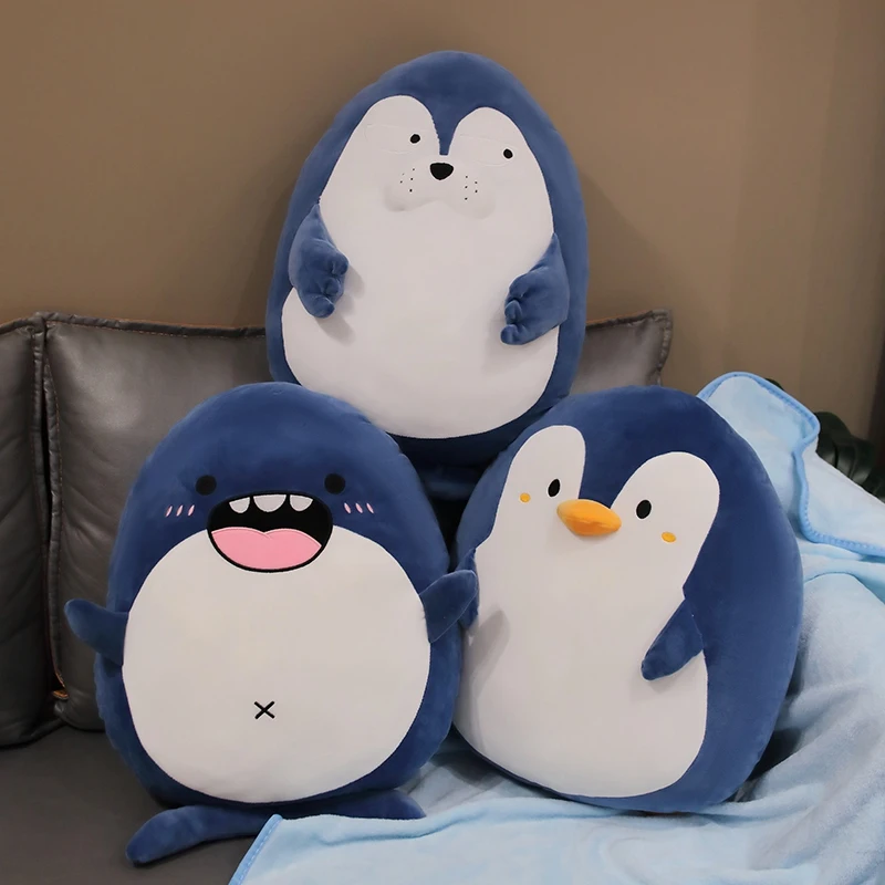 55cm Cartoon Shark Penguin Plush Toy Cute Stuffed Animals Seal Plushies Doll Sleeping Throw Pillow Kawaii Soft Kids Toys Gifts