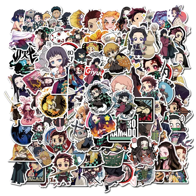 100pcs Demon Slayer Anime Stickers Skateboard DIY Sticker Waterproof Phone Case Cute Sticker Pack Laptop Skin Kawaii Packaging 2