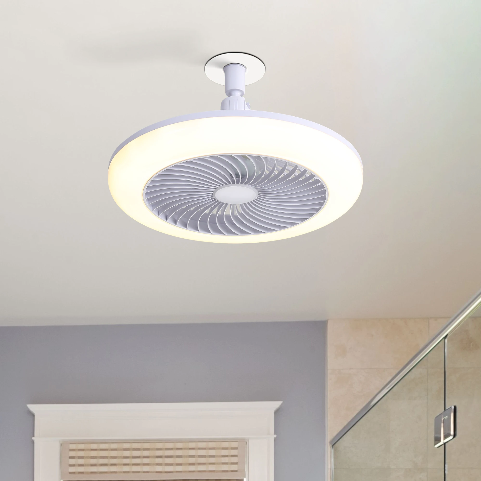 Sofucor Modern 11-Inch Ceiling Fan E26 Enclosed Socket Ceiling Fan With Light Remote Control