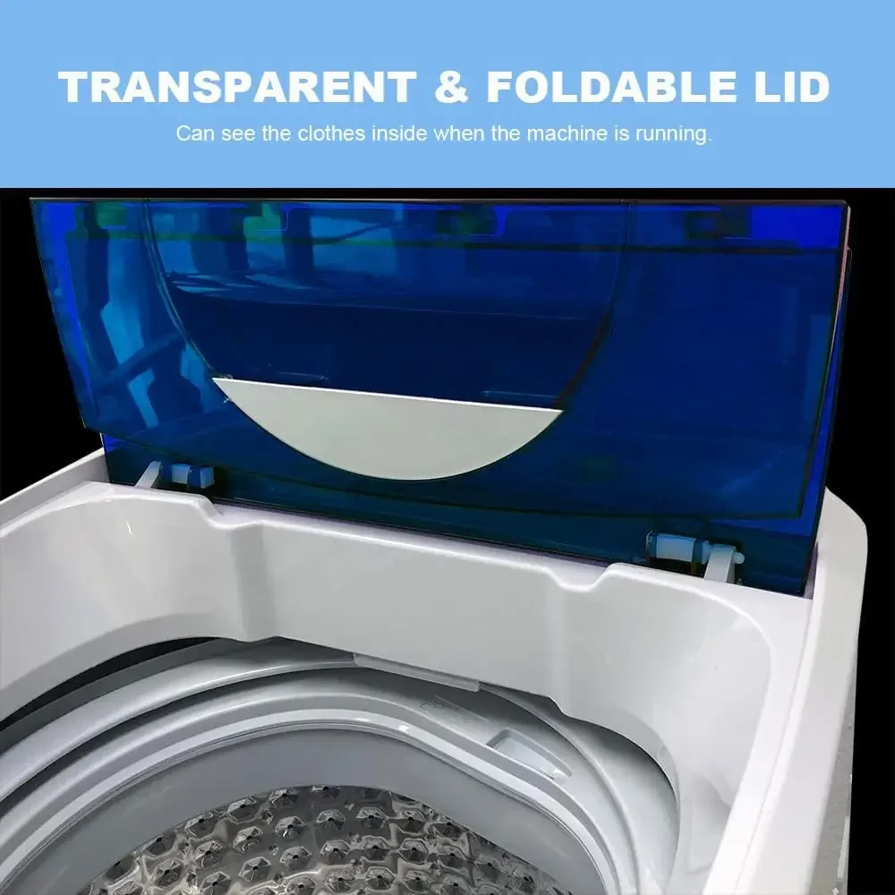 Portable Washing Machine 10 LBS Load Volume Fully Automatic 1.34 Cu.ft Laundry Washer with Built-in Drain Pump Top Load Clothes 3