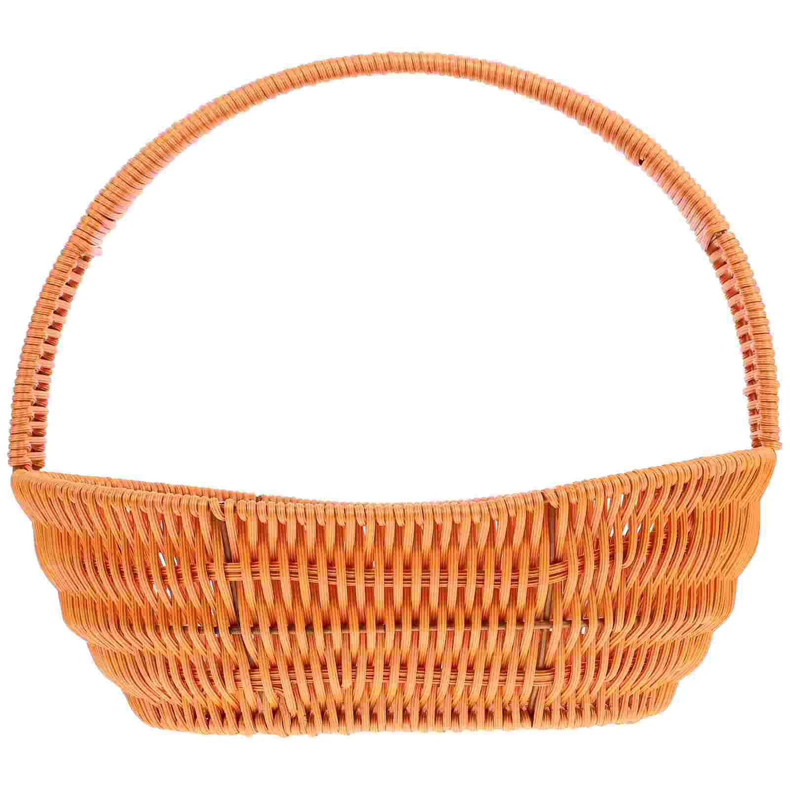 

Imitation Rattan Woven Basket Handheld Floral Basket Boat Shaped Woven Basket Picnic Fruit Basket
