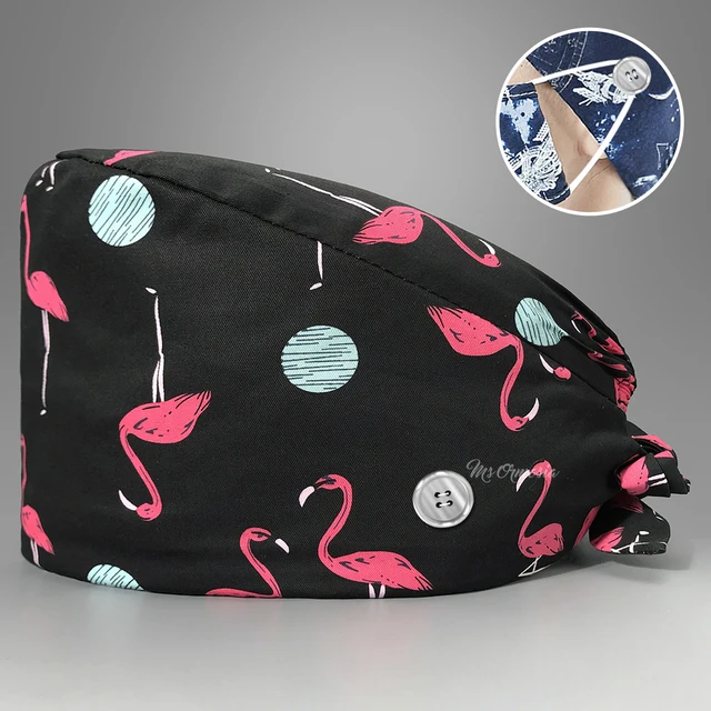 New Fashion Cotton Skull Cartoon Print Hat Adjustable Work Cap Beauty Salon Nursing Cap Male Surgical Hat Wholesale Scrub Caps 22139