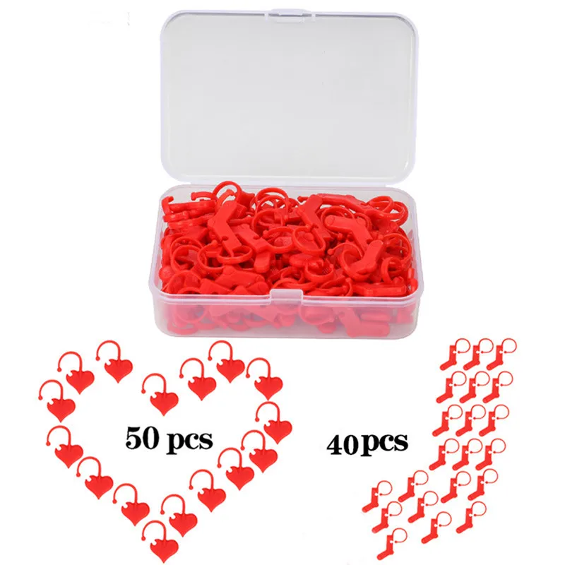 40/50 Pcs Plastic Knitting Tools Locking Stitch Markers Crochet Latch Needle Clip Hook Red Heart Socks Shaped |