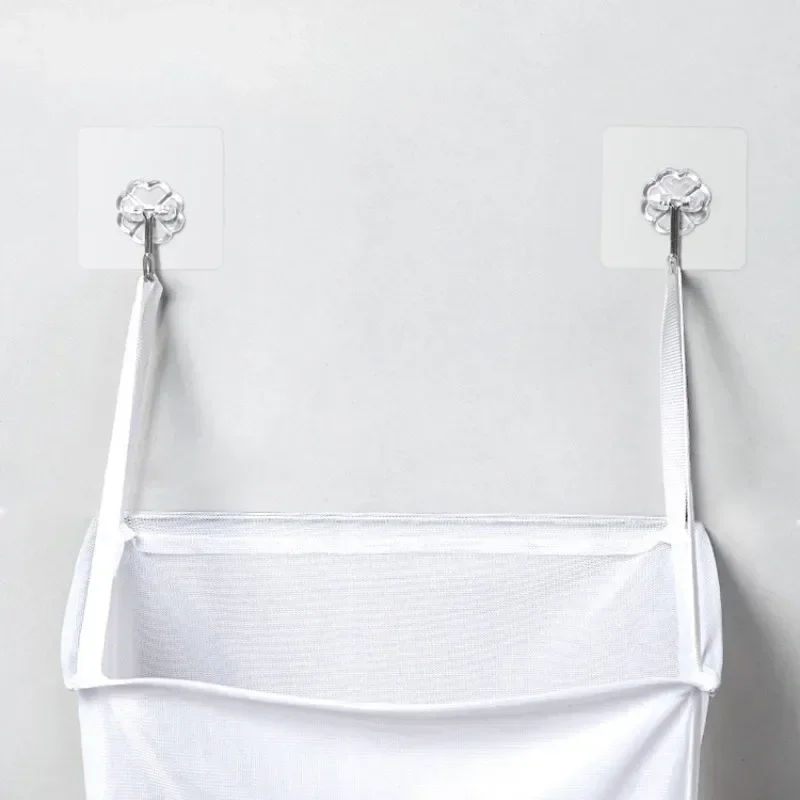 Wall-mounted Dirty Clothes Basket Home Laundry Baskets Bath Storage Bag Bathroom Placement Mesh Organizer 1set