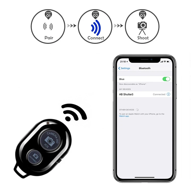 para auto-desligamento, com obturador, compatível com bluetooth, kit de suporte para celular