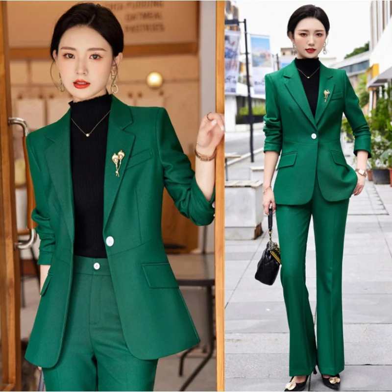 

Green Suit Jacket for Women 2023 Spring and Autumn New High Sense Temperament Goddess Style Professional Tailored Suit Suit Ol A