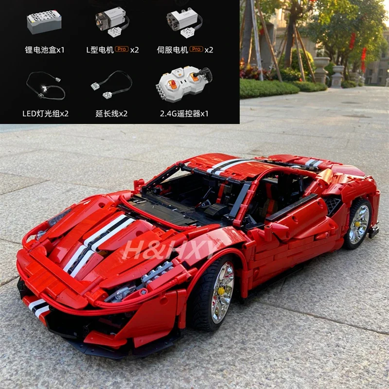 3187 шт., Детский конструктор гоночный автомобиль, с мотором