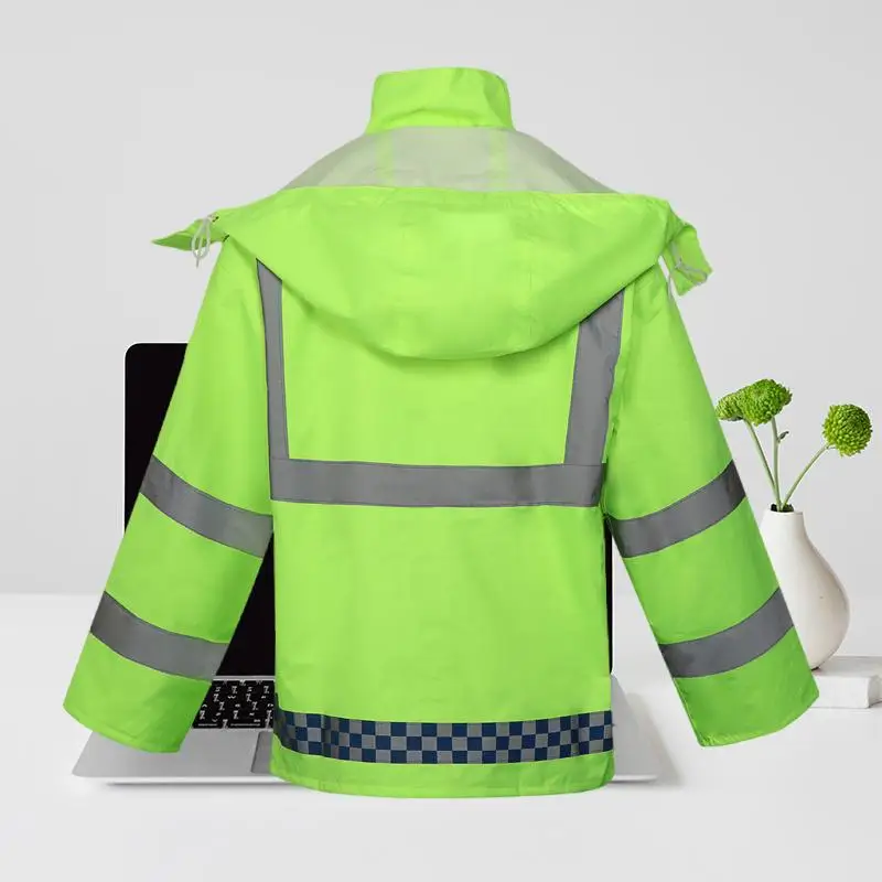 

Raincoat Set Pants High Speed Duty Fluorescent Green Reflective Clothing Adult Thickened Outdoor Traffic Separated