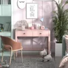 Home Office Desk with Drawers, Writing Computer Desk for Bedroom, Small Pink Makeup Vanity Table, Study Table for Home Office 3