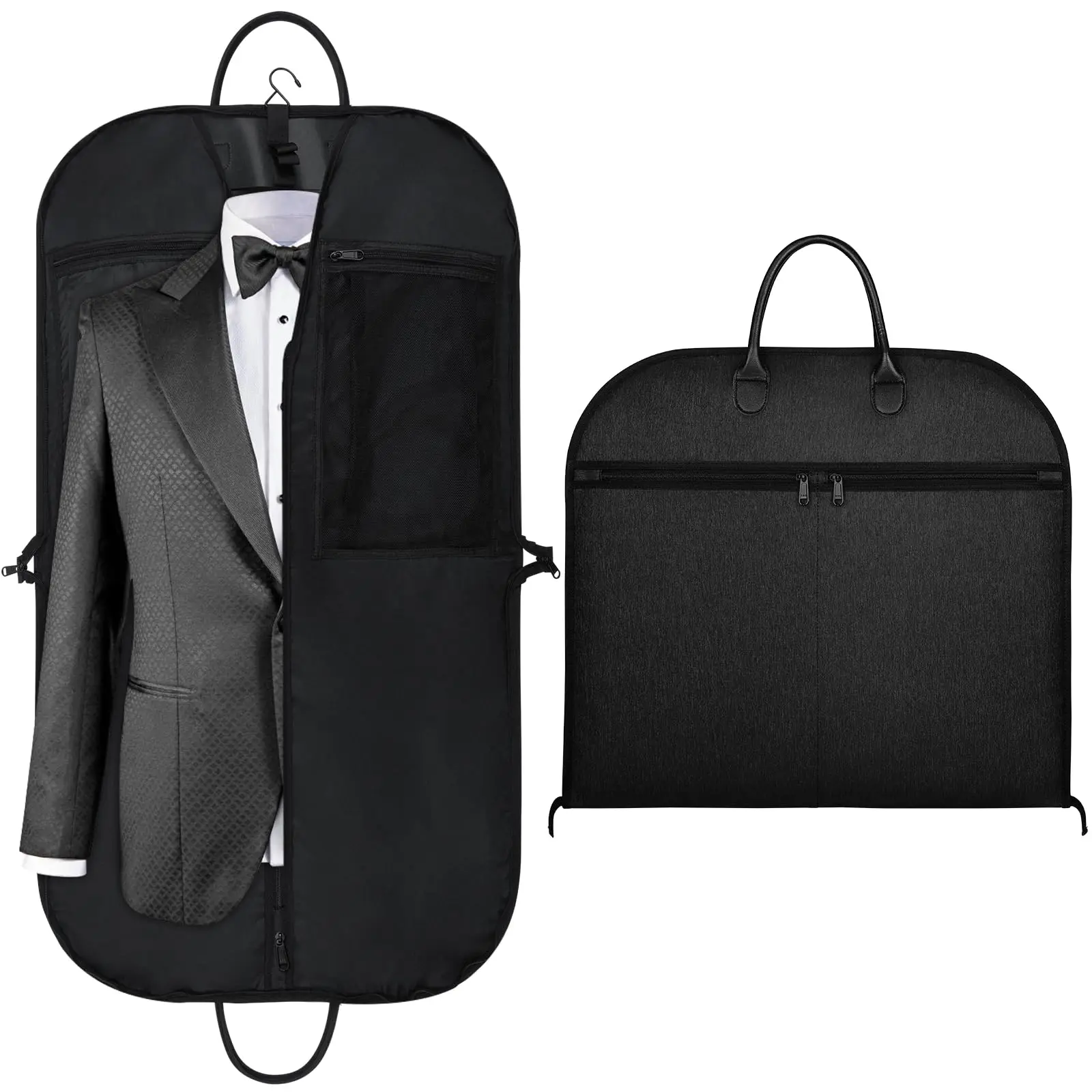 

43" Gusseted Business Travel Garment Bag, Foldable, Durable Thick Oxford Cloth Travel with 5 Zippered Pockets and 2 Handles