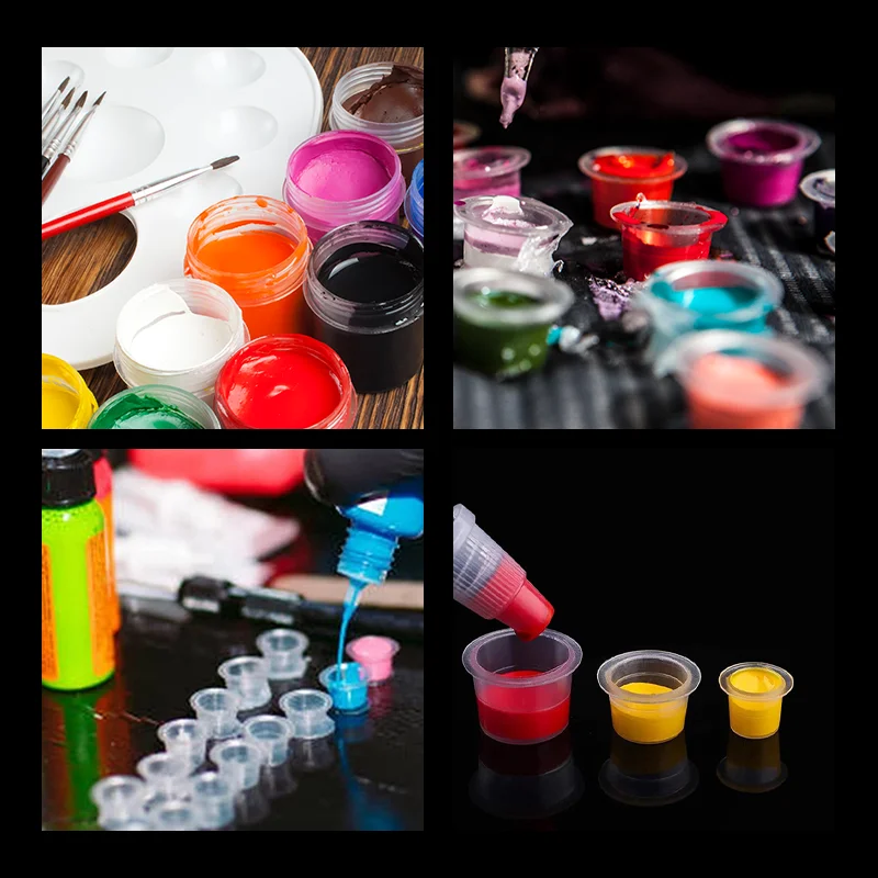 Tattoo Ink Cups 100Pcs POSEIDON Plastic Pigment Clear Permanent Makeup Tattoo Accessory