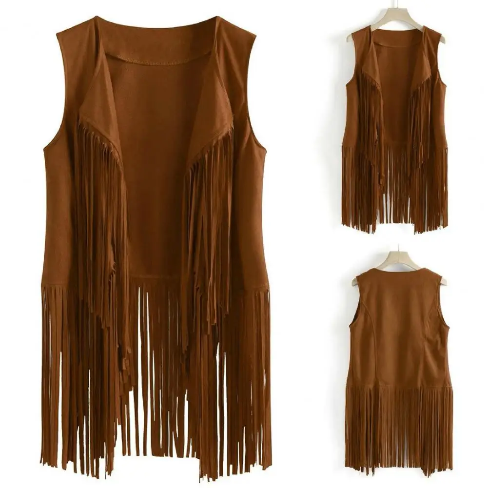 

Tassel Vest Exquisite Vintage Jewelry Set Western Cowboy Waistcoat Earrings Necklace Glasses for Performance Cosplay Party Props