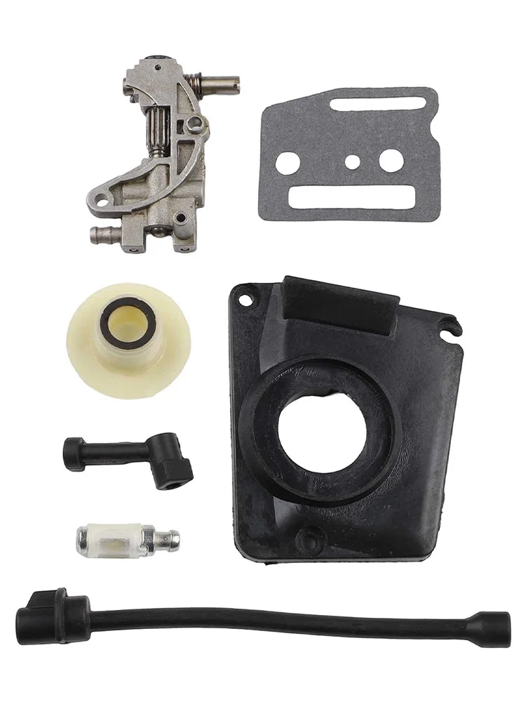 Ölantriebspumpen-Set für chinesische Kettensäge 4500 5800 45 cc 52 cc 58 cc Pumpenabdeckung Schneckengetriebe Ölpumpenabdeckung Ölfilter Ölrohr – Detail 11