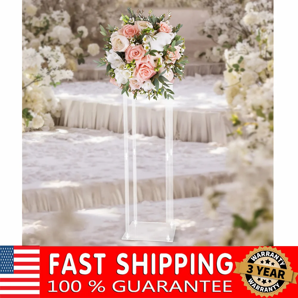 

Acrylic Wedding Backdrop Flower Stand Vase Column Party Floor Stand Floral for Event Party Stage Aisle Decoration