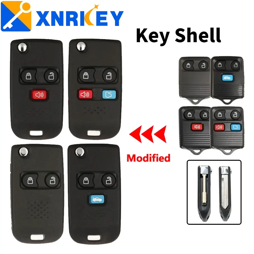 

XNRKEY 2/3/4 Модифицированный Корпус для кнопочного флип-ключа для Ford Edge Flex Explorer Escape раздача Focus Lincoln Mercury