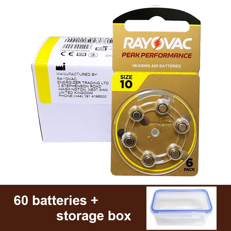 RayovacPeakHearingAidBatteriesSize10A1010AP10PR70forCICIn