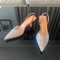2024 Fashion Summer Women High Heels Pearl Decoration Slingback Woman Pumps Pointed Toe High Heels Sandals Elegant Woman Shoes - Image 5