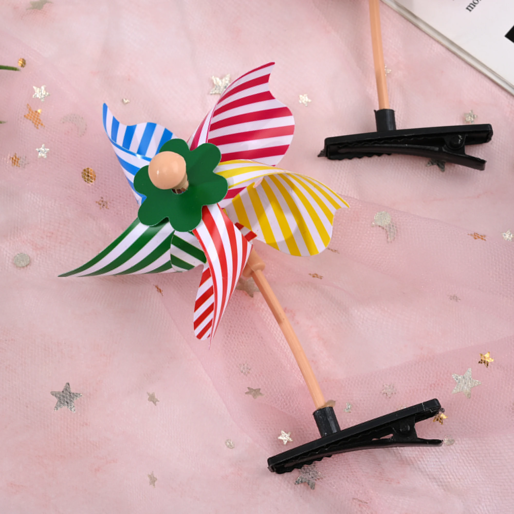 Fermaglio capelli arcobaleno a mulino per bambina molletta dolce_voghion.com