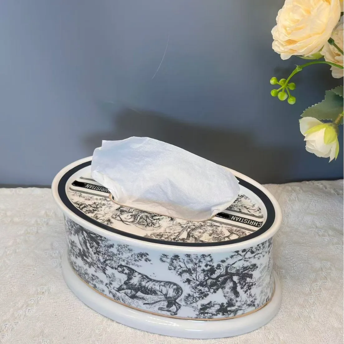 Nordic Ceramic Tissue Box Home Living Room Desktop Tea Table Decoration Storage Box Ornament 4