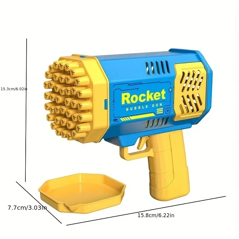 40 Holes Electric Rocket Bubble Machine Handheld Automatic Space Light Bubble Gun Kids Outdoor Battle Toys Without Bubble Water 5