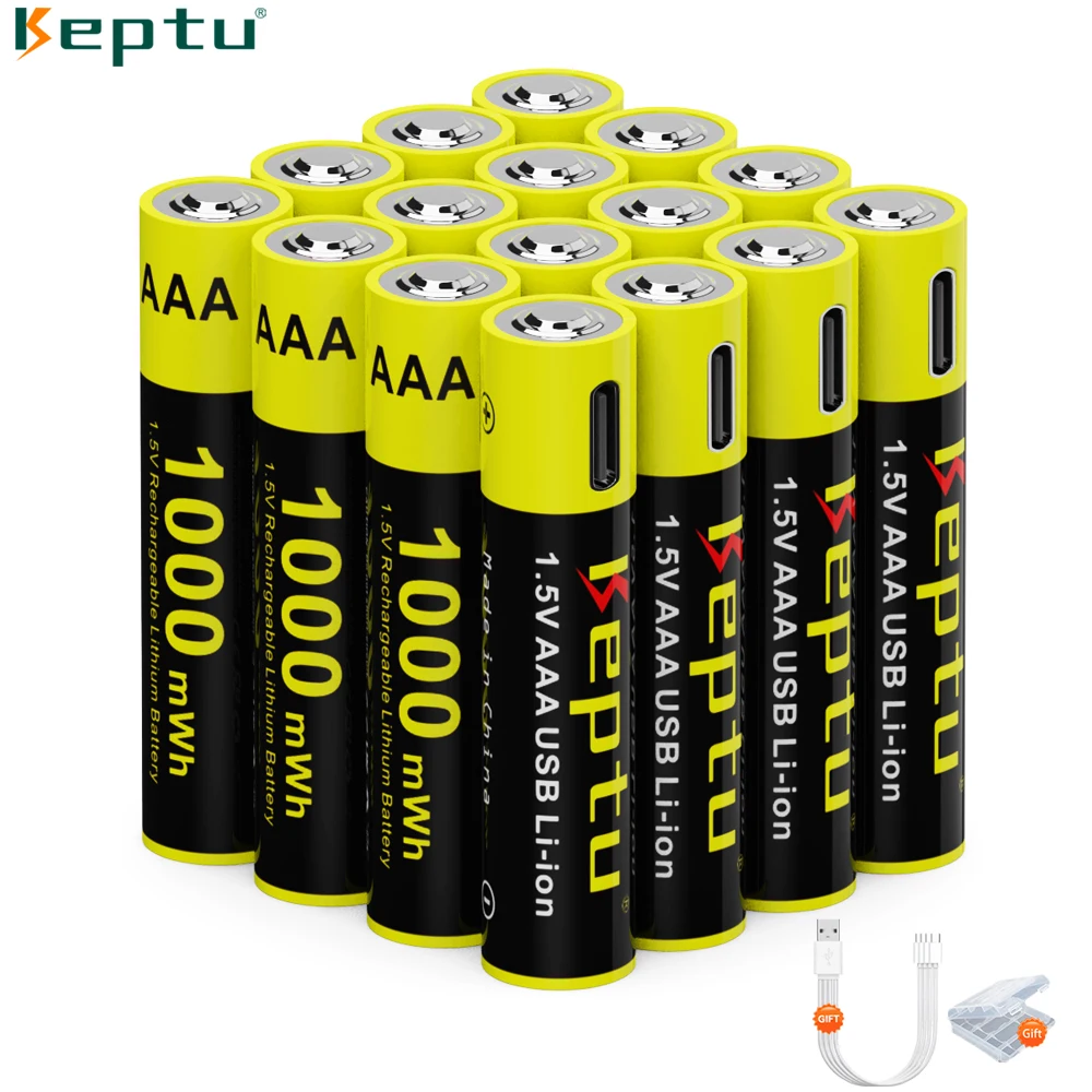 

1.5V AAA Li-ion Rechargeable Batteries Type-C Charging AAA 1000mWh 1.5V Lithium aaa batteries for Remote control Wireless mouse