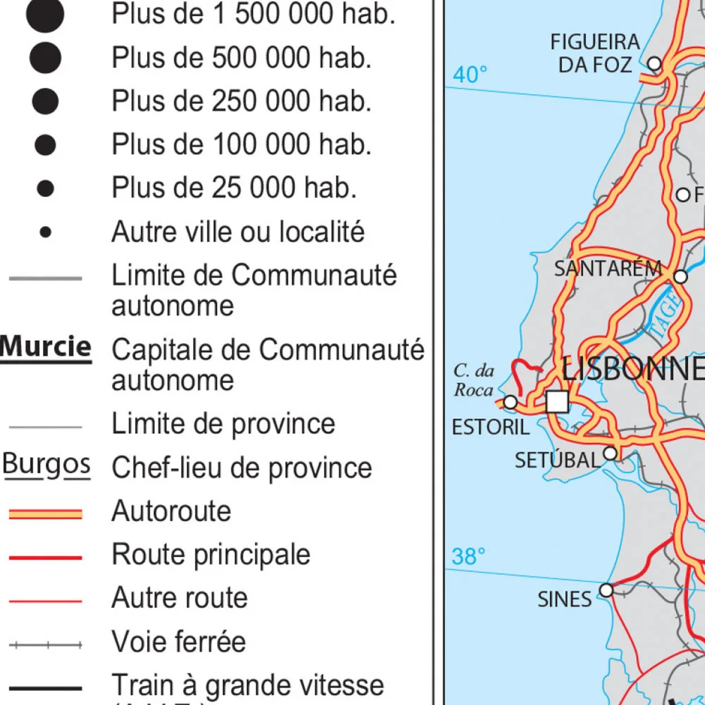 59*42cm The Spain Transportation Map in French Wall Art Poster Canvas Painting Travel School Supplies Home Decoration
