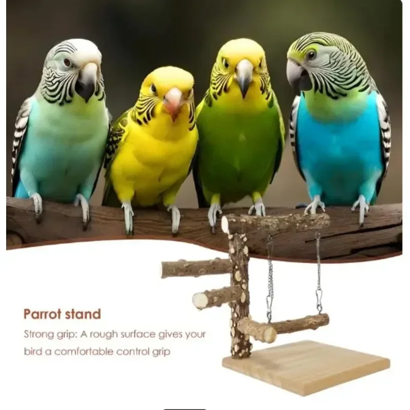 Solid Wood Parrot Stand Training Rack Bird Toy Supplies Training Rack Parrot Stand Pole Interaction Toys parrot toy bird toy