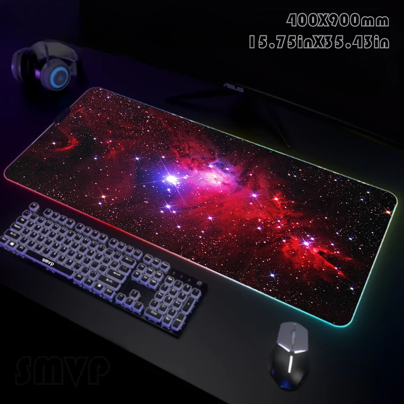 

Space Backlight Gaming Mousepad Desk Rug RGB Gamer Mousepads Mouse Pad LED Non-Slip Rubber Mouse Mats Keyboard Mat