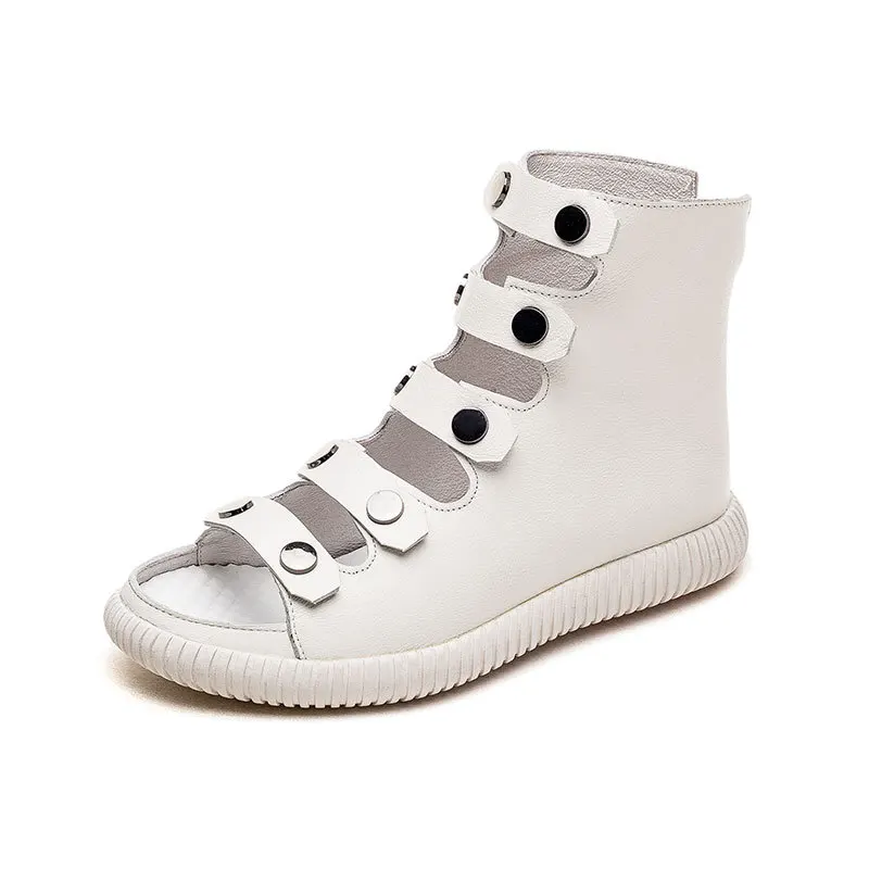 

Women Boots Ankle Boots Modern Boots ELEGANT Fashion Classics Genuine Leather Zipper Flat With Peep Toe Solid Casual Women Shoes