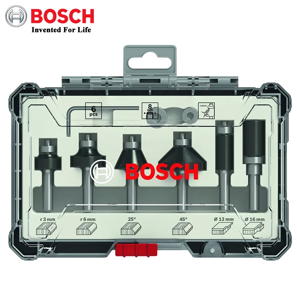 Bosch Professional 1/4in Shank Trimming Knife 6-piece Set Milling Cutter Bit Set For Woodworking Handheld Milling Cutter