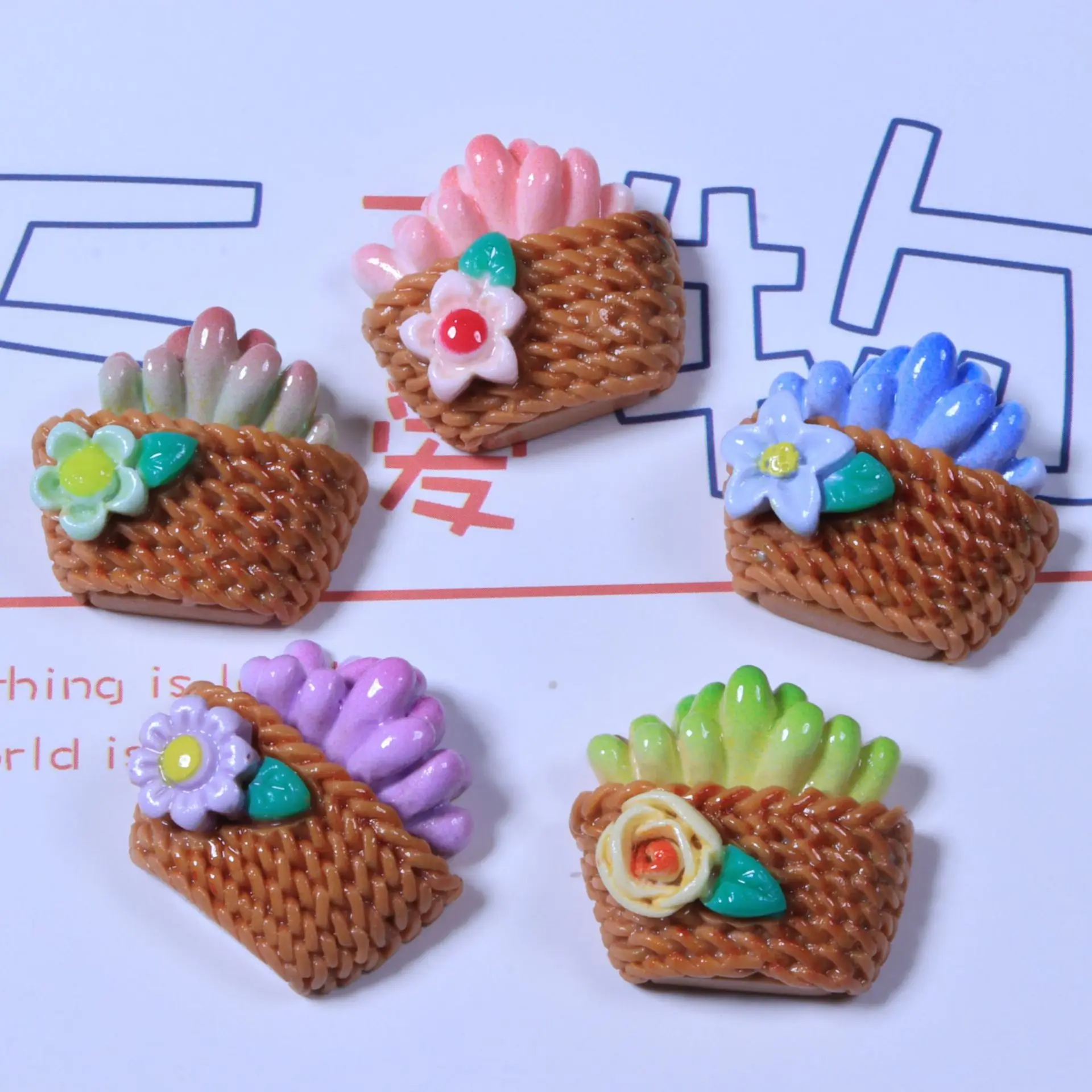 

Kawaii Mini Potted Succulent Flatback Resin Cabochon Scrapbooking Hair Accessories DIY Phone Case Decoration Craft