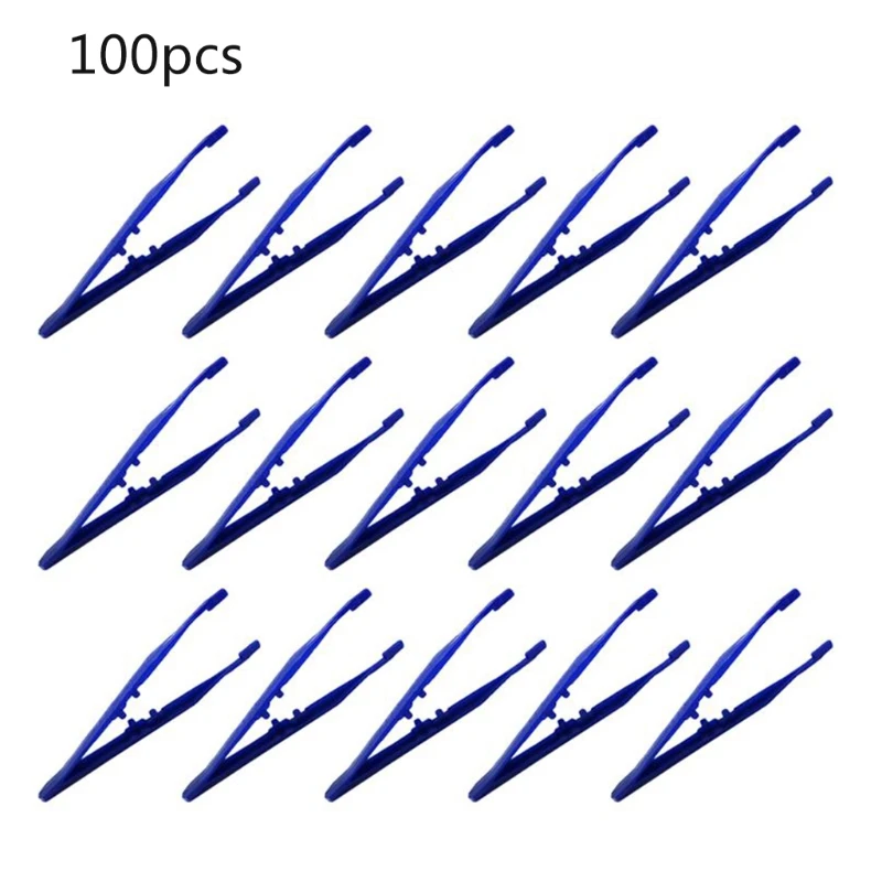 

100Pcs/Set Lightweight Small Plastic Disposable Tweezers Jewelry Making Handmade Beads Craft DIY Tools