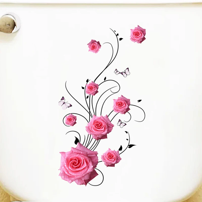 M488 Butterfly Rose Bedroom Living Room Decoration Wall Stickers Waterproof Self-Adhesive Toilet Stickers