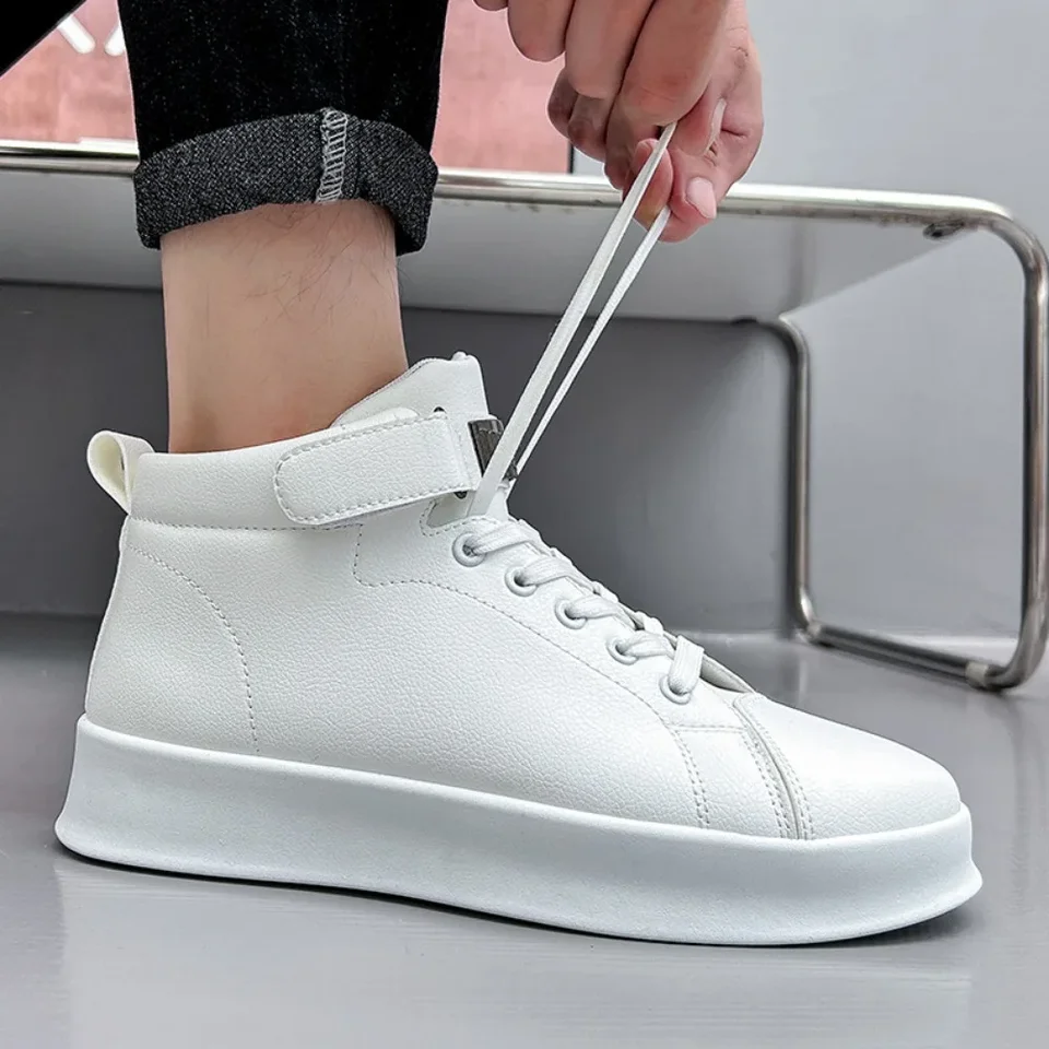 Ankle Length White High Ankle Sneakers For Men High Top Sneakers