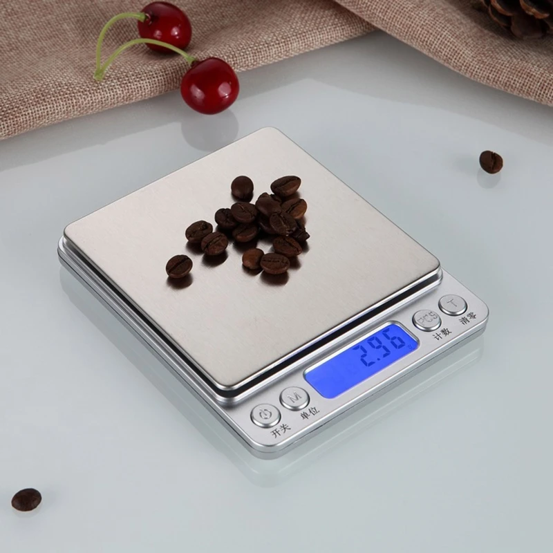 Báscula Digital de cocina E5BE, balanza portátil de alta precisión para  alimentos con pantalla LCD retroiluminada, multifuncional de acero  inoxidable