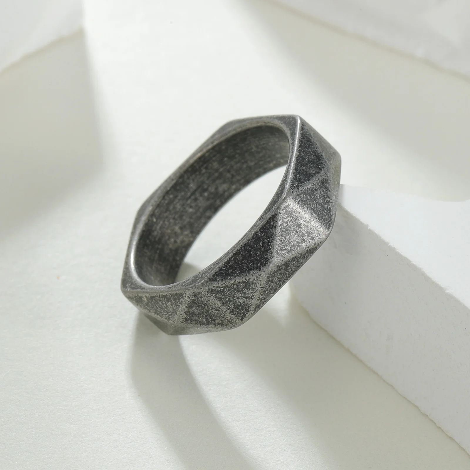 Unisex Geometric Stainless Steel Ring – 6MM Width, Sizes 6-12