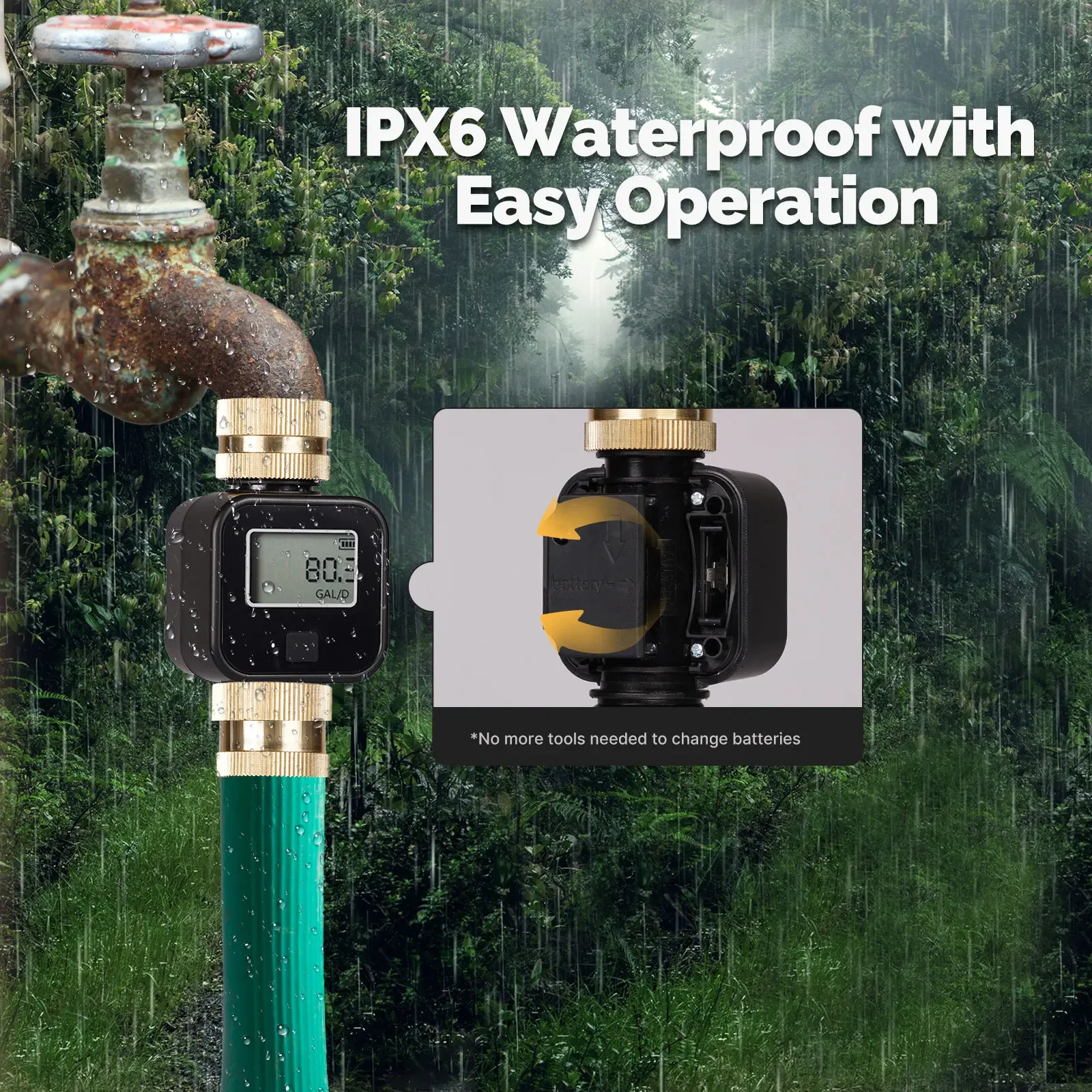 Water Flow Meter MOES Digital Water Flow Meter Brass Inlet Waterproof