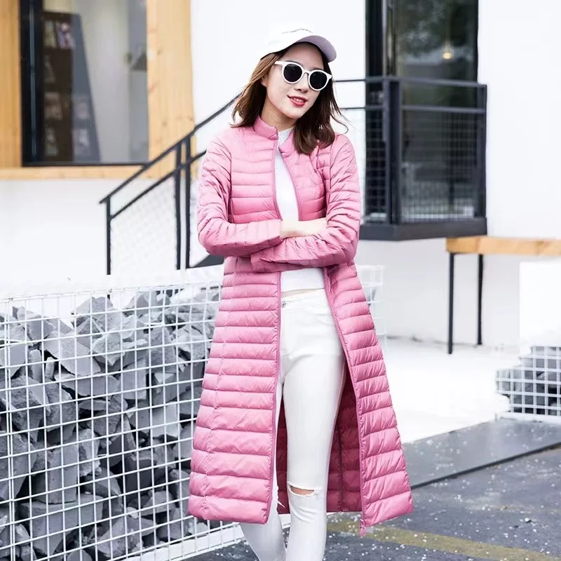 2023 New Autumn Winter Women's Down Jacket Ultra Light Down Jacket Women Long Jacket Hooded Lightweight Slim Down Coat Female