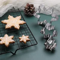 3 unids/set 3D cortador de galletas de copo de nieve de Navidad de acero inoxidable ,estampado de galletas y fondant accesorios para hornear - Image 5