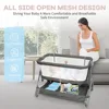 Baby Bassinet Bedside Crib, 5 Height Adjustable Bedside Crib, Newborn Portable Bassinet with Wheels, U-Shaped Diaper Table 2