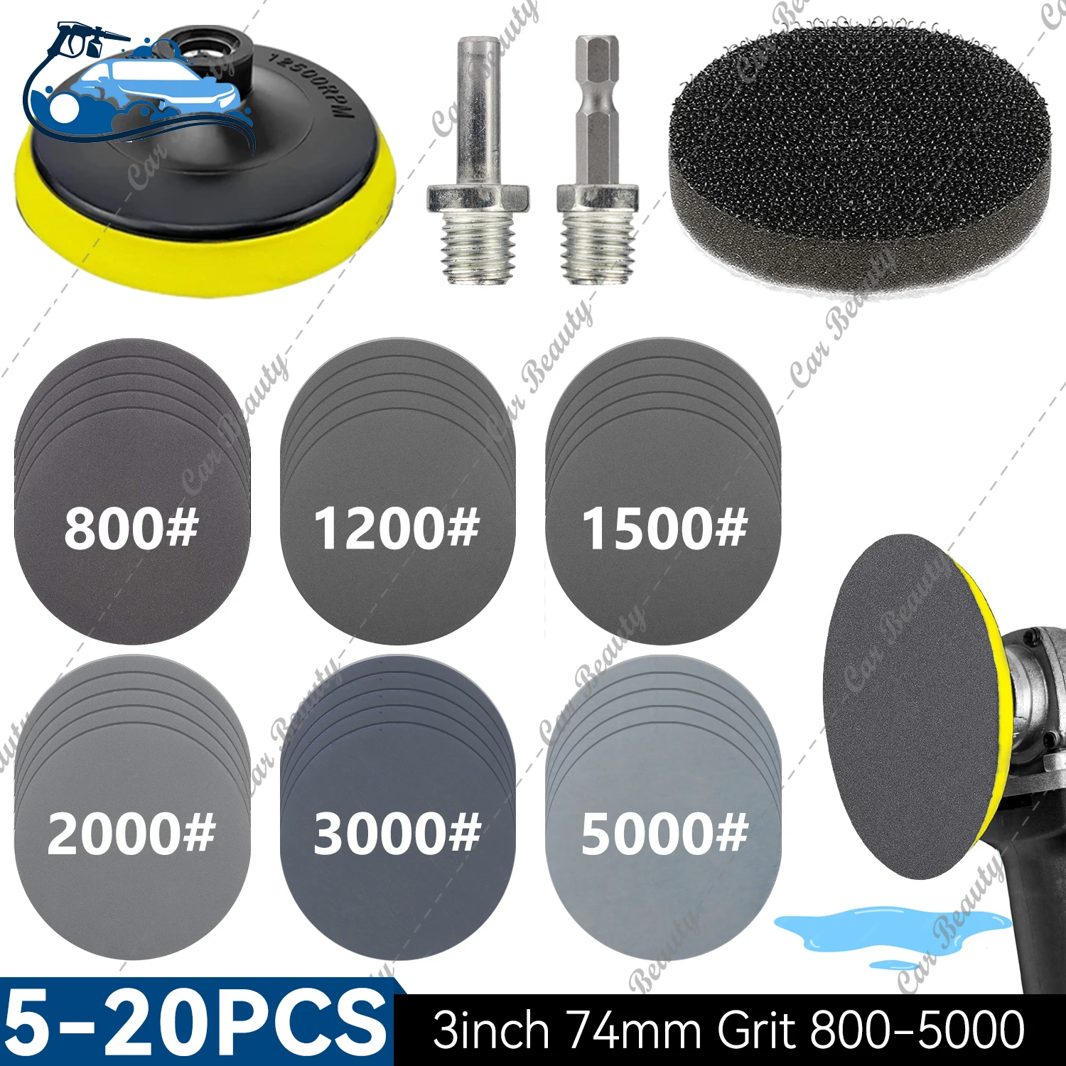 Dry / wet sanding sheet paper for headlight restoration scratch remove car detailing product round sandpaper disc grit 800-5000