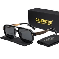 Lunettes de soleil polarisées CATERSIDE pour hommes, design rétro de marque de luxe, branches en bois massif, lunettes de soleil pour femmes, idéales pour la conduite et les soirées 1