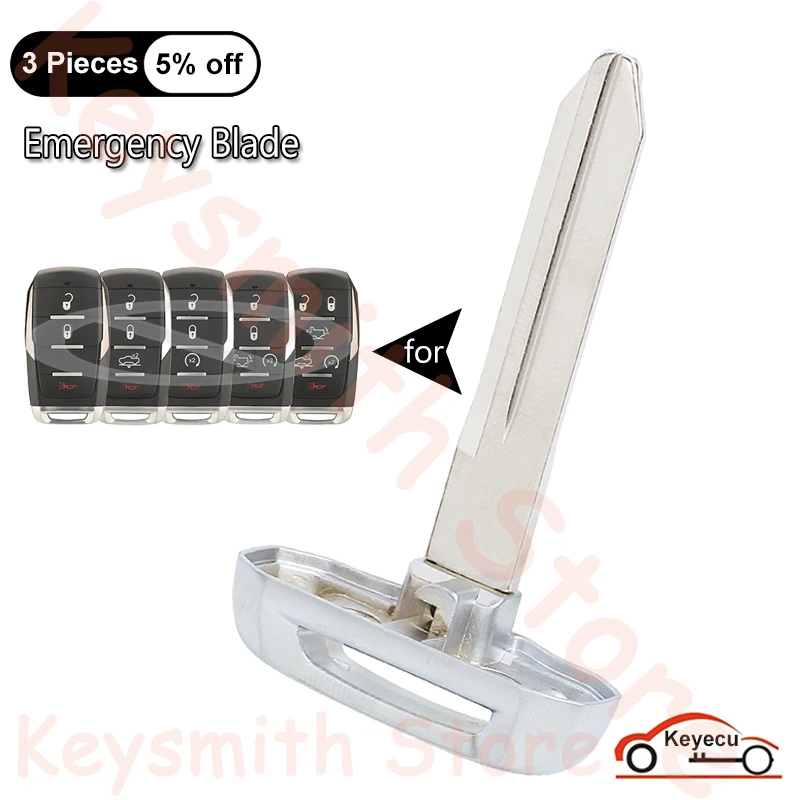 

KEYECU Uncut Insert Emergency Key Blade for Dodge RAM 1500 Pickup 2019 2020 2021 2022 Auto Smart Remote Key Fob FCC# OHT-4882056